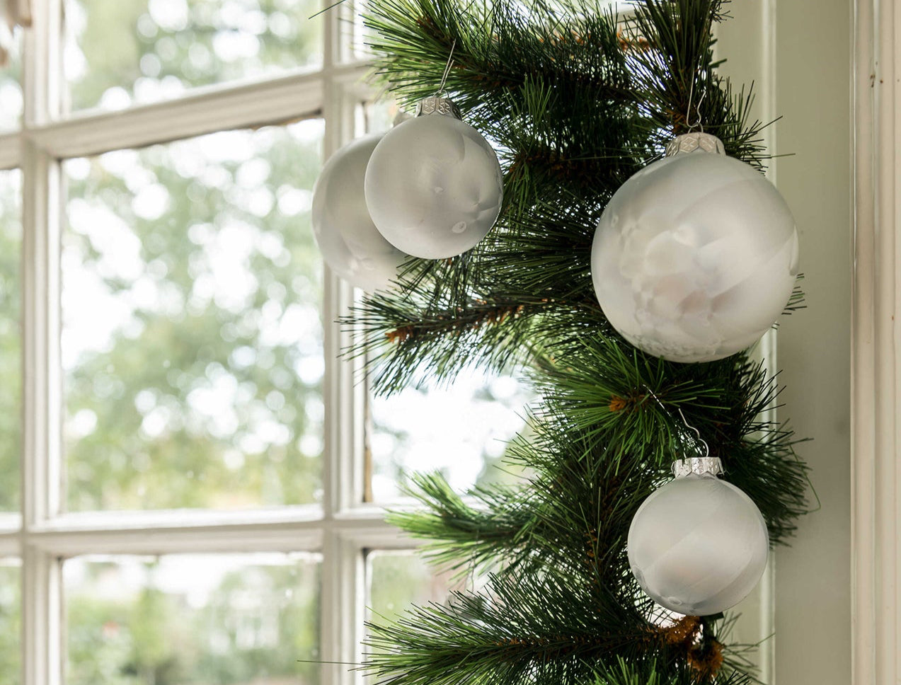 Christmas balls ornaments tree branch 